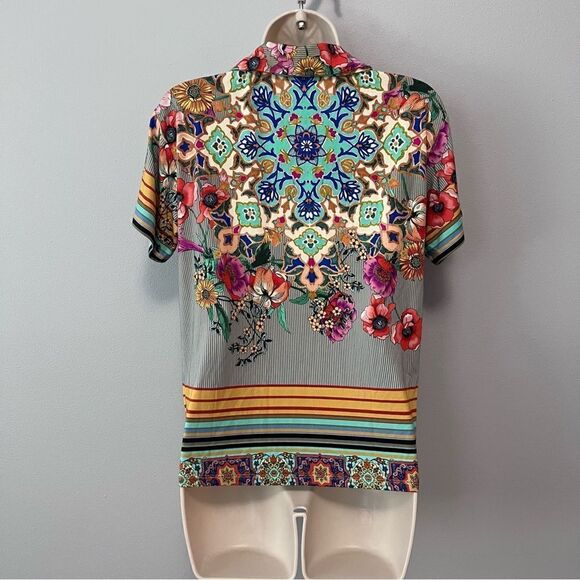 Johnny Was Hunter Floral Polo Tee Size XXS - Picture 6 of 8